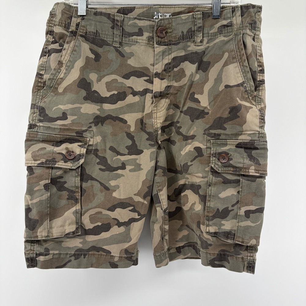 Urban Pipeline Shorts Mens 34 Camo SuperFlex Cargo Green Brown 11"